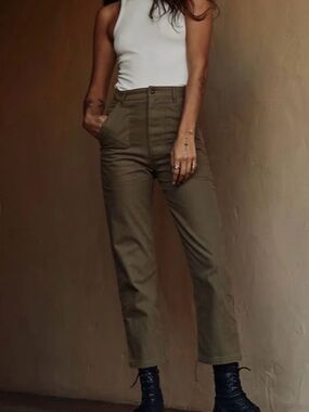 New P&co Service Fatigue Pants Olive Green
